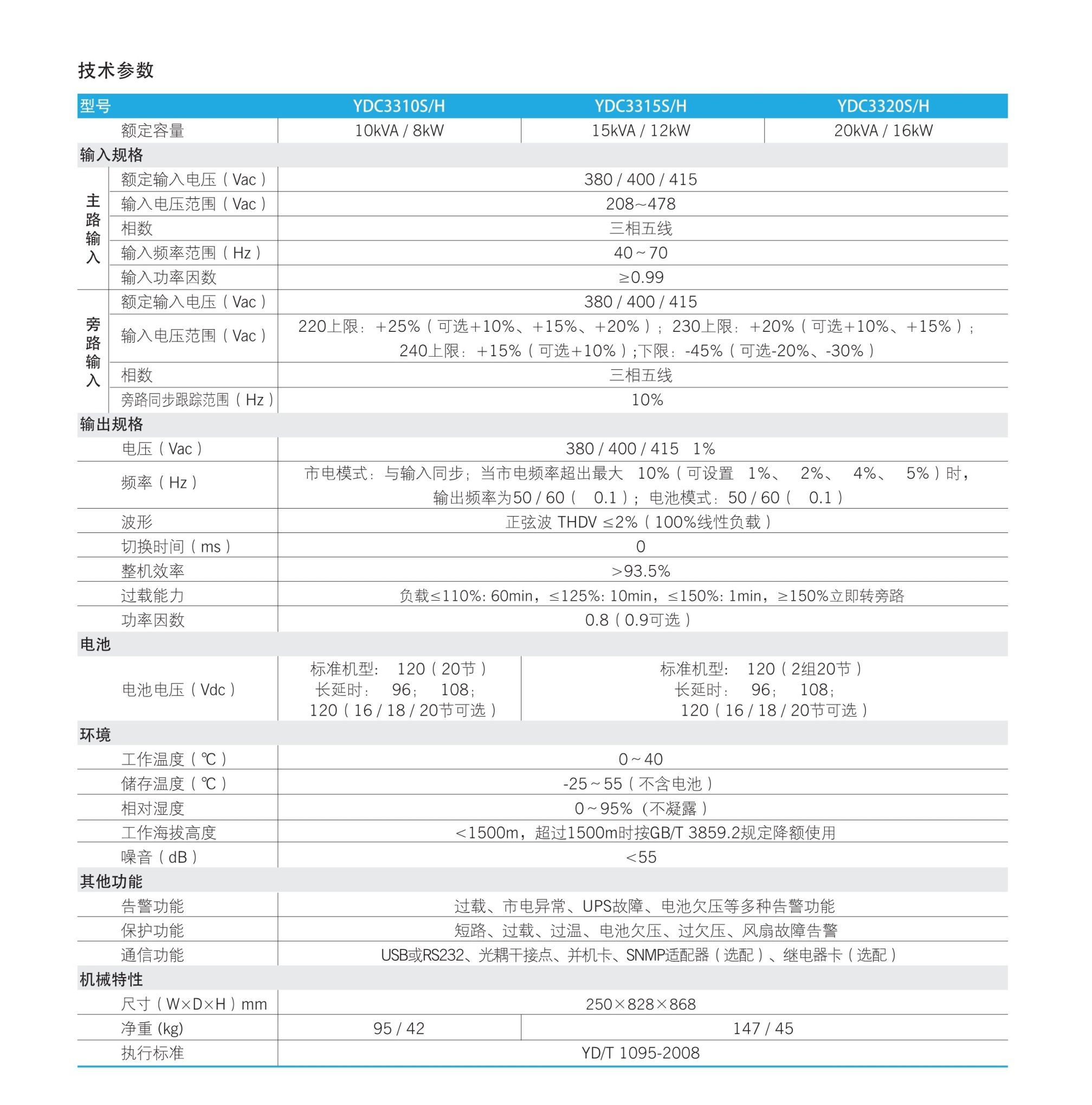 泰安市科士达ups电源ydc3320参数